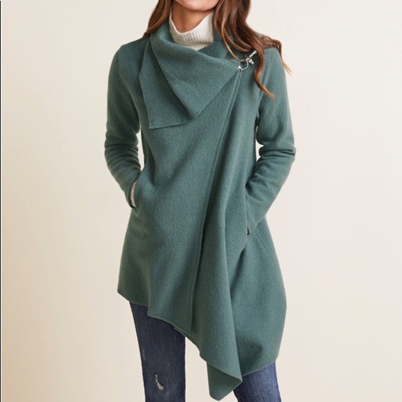 Garnet Hill Jackets & Blazers - Garnet Hill Asymmetrical Boiled Wool Coat Women’s Size 10